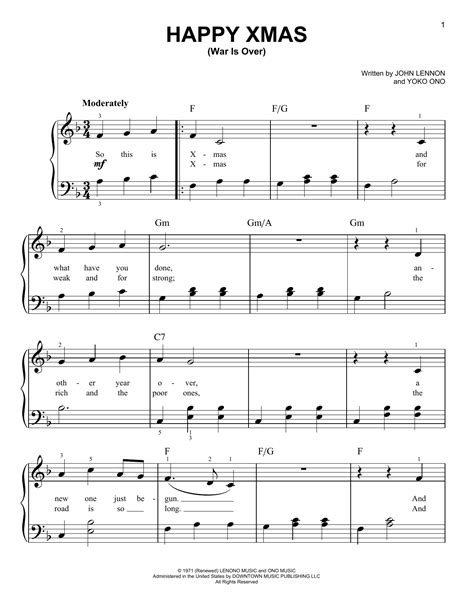 John Lennon - Happy Xmas (War Is Over) sheet music