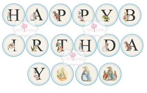 Peter Rabbit printable banner, Happy Birthday Banner, Digital Printable ...