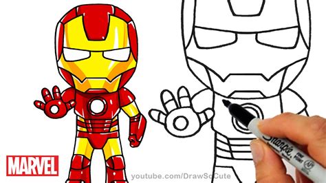 How to Draw Iron Man step by step Chibi Marvel Superhero - YouTube