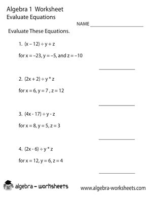 Algebra 1 Worksheets For 7th Grade