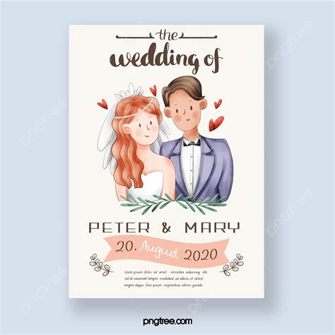 Fresh Cartoon Wedding Invitation Template Download on Pngtree