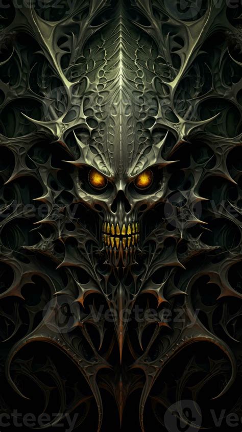 an image of a skull with glowing eyes on a dark background generative ai 28386311 Stock Photo at ...