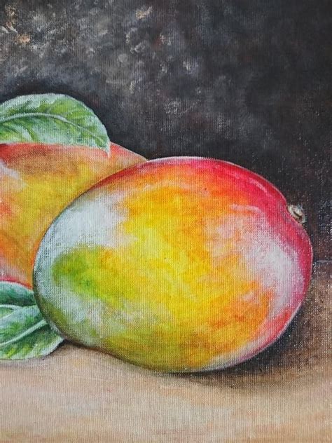 Mango painting, Fruit painting, original painting, acrylic on cardboard ...