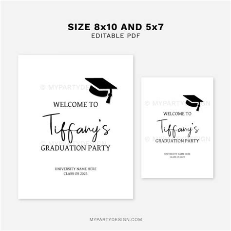 Graduation Welcome Sign, Printable PDF - My Party Design