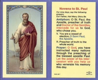 St Paul Novena Holy Card