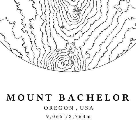 Mount Bachelor Topographic Map Mt Bachelor Map Oregon Wall - Etsy