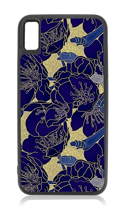 Navy Flower Blossoms 10xr Flower Case - iPhone 10 xr Floral Case Black Rubber Case for iPhone XR ...