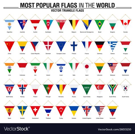 Collection triangle flags most popular world Vector Image