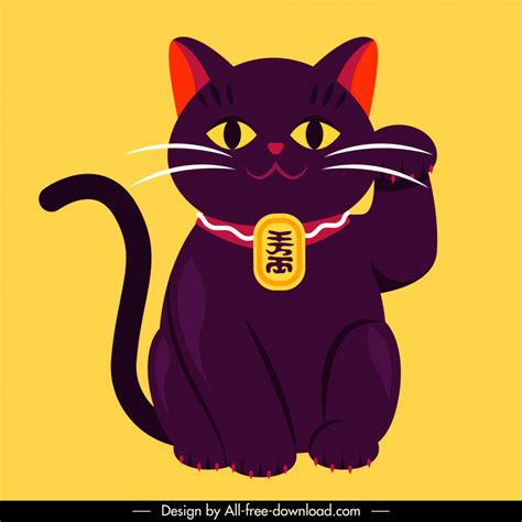Japanese lucky cat icon dark classic design Vectors images graphic art designs in editable .ai ...