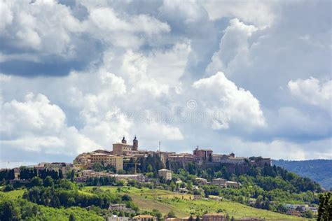 Camerino in Italy Marche Over Colourful Fields Stock Photo - Image of city, ancient: 142497810