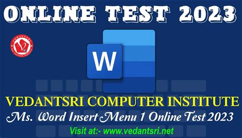 MS Word Insert Menu 1 Online Test 2023