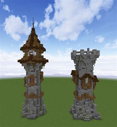 Two Medieval Tower Designs : Minecraftbuilds | Minecraft houses, Minecraft castle, Minecraft plans