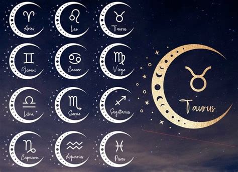 Zodiac Sign With Moon Phases Decal Car Decal Laptop | Etsy