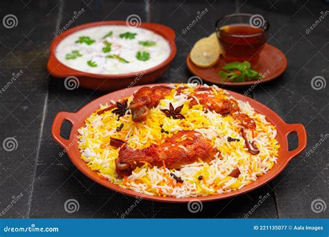 Chicken Mandi Biryani_ Arabian Food_black Background Stock Image ...