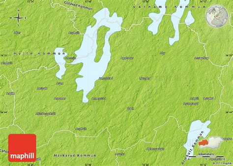 Physical Map of Ljungby Kommun