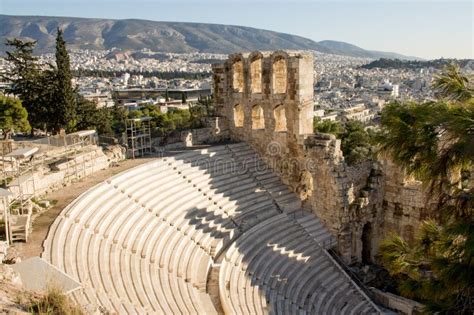 The Odeon of Herodes Atticus Theater at the Acropolis Stock Photo ...