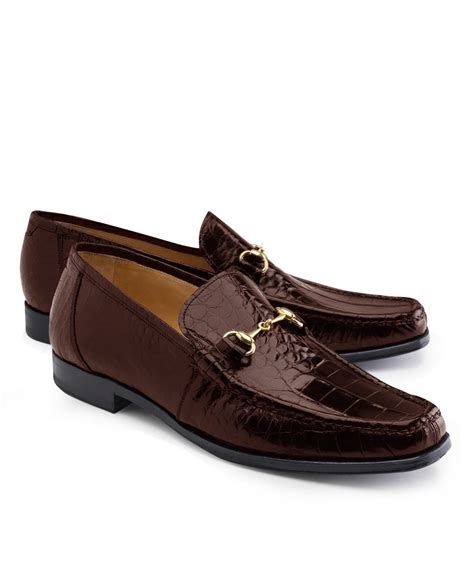 Brooks Brothers Leather Genuine American Alligator Classic Bit Loafers in Brown for Men - Lyst