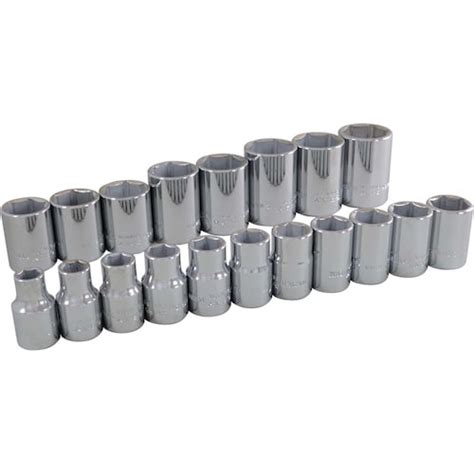 DYNAMIC TOOLS 1/2 inch Drive 19 Piece 12 Point Standard, Metric Socket ...