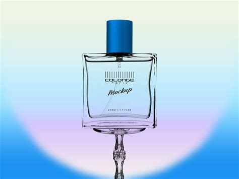 Mockup Featuring Square Perfume Bottle on a Glass Stand Free Download | Resource Boy