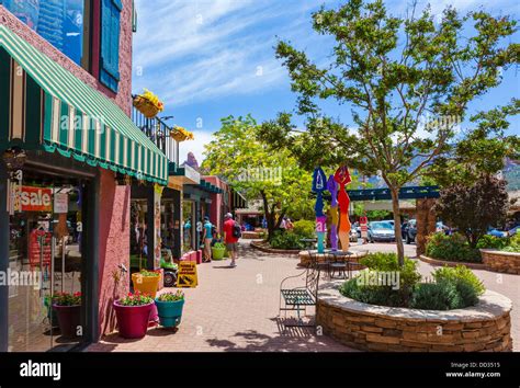 Shops in the Uptown Mall on Main Street, Sedona, Arizona, USA Stock ...