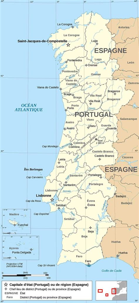 Large political and administrative map of Portugal with major cities | Portugal | Europe ...