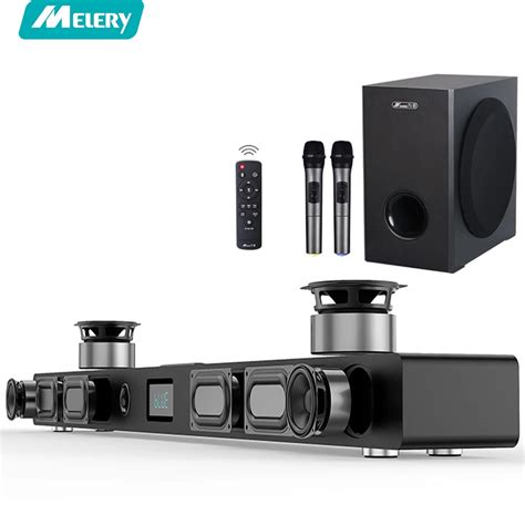 TV SoundBar A9K 60W and S5 Wired Subwoofer with Dual Wireless Microphone for TV Home Theatre ...