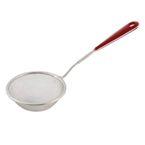 Kitchen Red Plastic Handle Metal Fine Mesh Oil Strainer Silver Tone 85mm Dia - Walmart.com