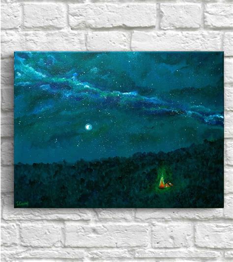 Forest Painting Original Art Night Painting On Canvas Tree | Etsy