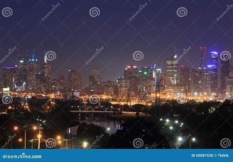 Melbourne Cityscape Night View Australia Stock Photo - Image of ...