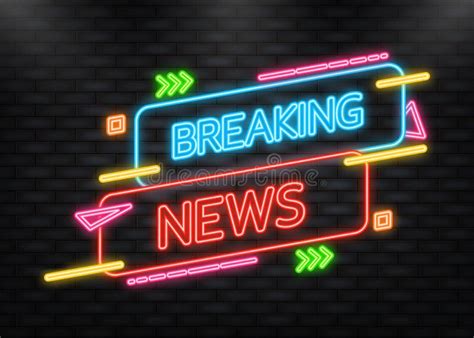 Breaking News Banner Isolated on Dark Background. Neon Banner Design Template Stock Vector ...