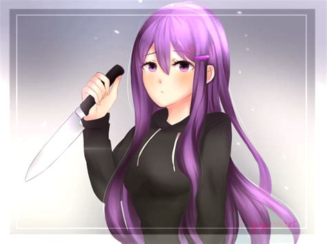 Yuri knife! (by yureyurenart on Deviantart!) : DDLC