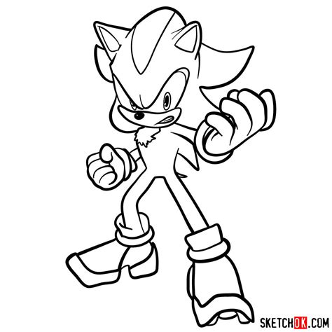 How to draw angry Shadow the Hedgehog - Sketchok easy drawing guides