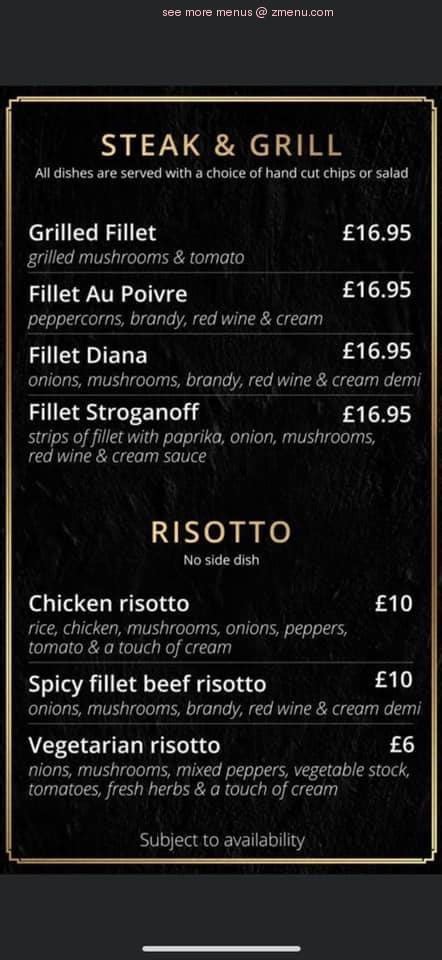 Menu at Sambuca pizzeria, Hartlepool