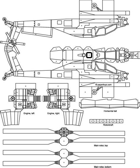 Apache Helicopter Paper Model - Free printable paper template