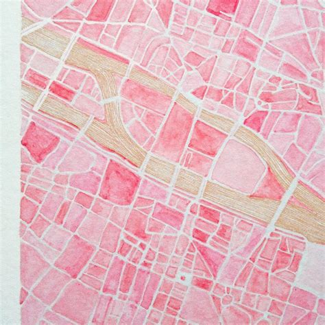 PARIS Map Watercolor City Block Plan original Watercolor | Etsy