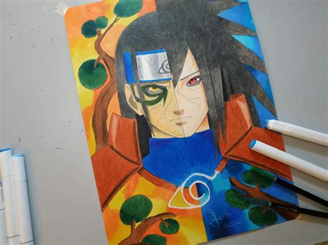 This is my latest drawing of Hashirama vs Madara reanimated.. how would guys rate it... : Naruto