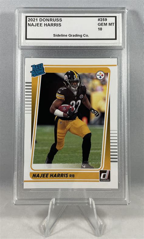 Najee Harris Rookie Card Graded 10 Gem Mint 2021 Donruss Rated Rookie #259 RC | eBay