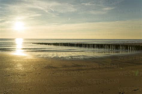 Holland, North Sea, coast, beach in the evening stock photo