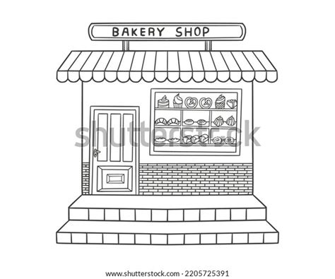 Bakery Shop Building Hand Drawn Vector Stock Vector (Royalty Free ...