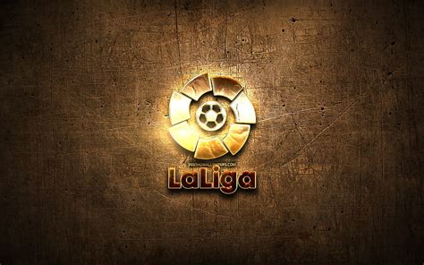 LaLiga golden logo, football leagues, artwork, La Liga, brown metal ...