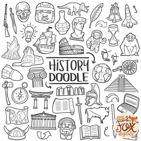 HISTORY, Doodle Icon Vectors. Subject School Historical Design Doodle ...