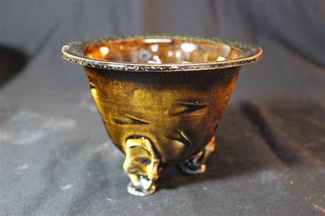 Ceramic Japanese-Style Orchid Pot Yellow Amber Celadon | Etsy