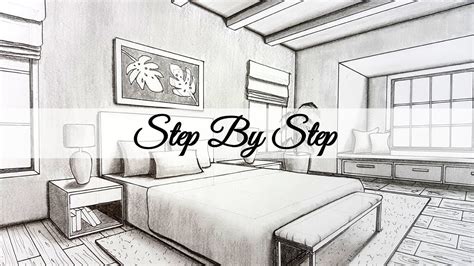 How to Draw A Bedroom in Two Point Perspective | Step By Step - YouTube