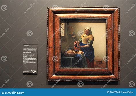 Oil Painting Of The Milkmaid By Johannes Vermeer In Rijksmuseum ...