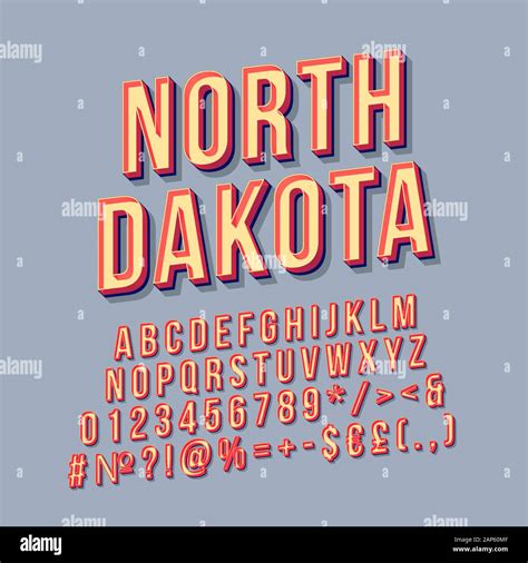 North Dakota vintage 3d vector lettering. Retro bold font, typeface ...