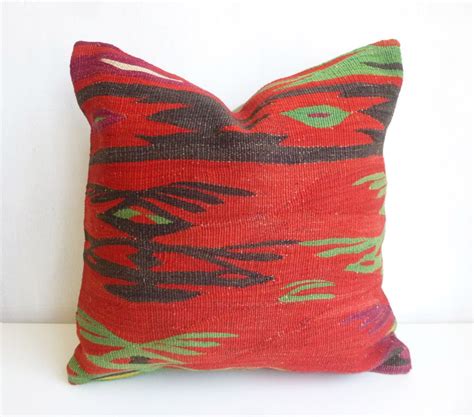 Red Kilim Pillow Cover with Ethnic design – Sophie's Bazaar Red Kilim ...