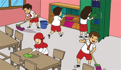 Gambar Kartun Gotong Royong Di Sekolah - 49+ Koleksi Gambar