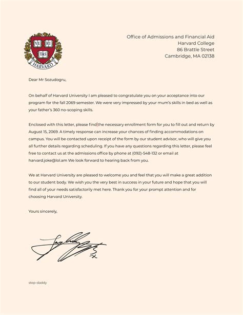 oMg! pErSonALizEd harVArd AcCEpTaNcE lETteR! thx a2c : r/ApplyingToCollege