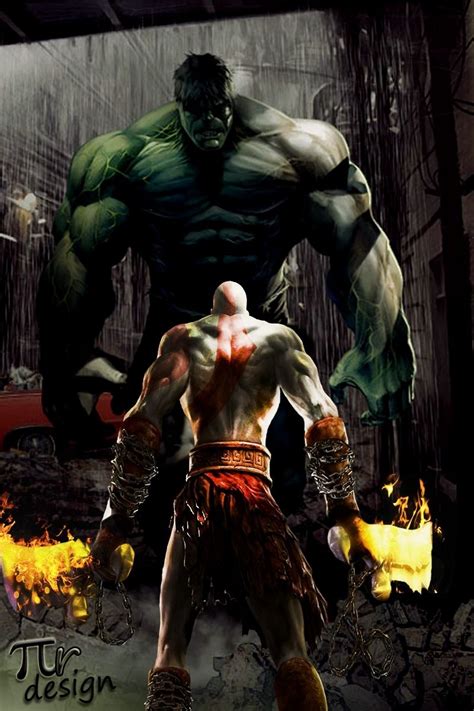 #Hulk #Fan #Art. God Of War Kratos Vs Hulk) By: TTR Designs ...