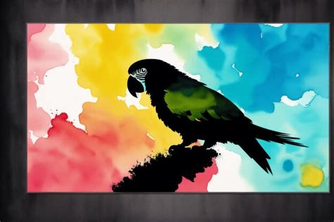 Premium Photo | A painting of a parrot with a rainbow colored background.